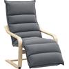 HOMCOM Poltrona Relax in Legno con Rivestimento in Velluto e Poggiapiedi Regolabile, Grigio Scuro