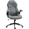 Vinsetto Sedia da Ufficio Ergonomica con Altezza Regolabile e Braccioli Ribaltabili, Sedia Reclinabile a 5 Ruote, 65.5x69.5x112-122 cm, Grigio Chiaro