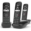 Gigaset AS690 Trio Telefono Cordless: 3 Portatili per Chiamate Interne ed Esterne in Parallelo, Vivavoce Alta Qualità, Tastiera Illuminata ed Ampio Display, Nero [Versione Italiana]