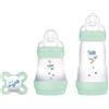 Mam Easy Start Set Benvenuto Regalo con 2 Biberon Anticolica e Ciuccio Neonato 0m+ - Verde