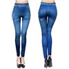 Mediawave Store J0175 Leggings effetto denim dettaglio nota musicale slim modellante Blu