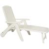 Mediawave Store Lettino Prendisole Cancun Sdraio con Ruote in Polyrattan Pieghevole 72x190x60cm Bianco