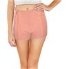Mediawave Store F9337 Shorts donna mod. Nice pantaloncino con zip in morbido tessuto elastico Rosa S/M