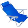 Mediawave Store Spiaggina Mare Sdraio Reclinabile Spiaggia FUBUCA Struttura in Ferro con Cuscino Blu