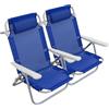 Mediawave Store 2pz Sedia Sdraio Spiaggina Mare Textilene con Cuscino Reclinabile in Alluminio Blu