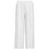 Mediawave Store Pantalone Lungo Donna Estivo Gamba Larga Modello Plisse Texture Largo Vita Alta Bianco XL/XXL