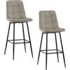 Mediawave Store Set 2 Sgabelli in Velluto VELVETTE Struttura Nera con Schienale e Poggiapiedi Beige