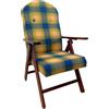 Mediawave Store Poltrona in Legno AMALFI Sedia Reclinabile MASLEGNO Cuscino Imbottito 108x65x60 Blu