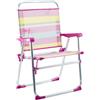 Mediawave Store Sedia Sdraio da Mare Textilene Alluminio Spiaggina Relax Prendisole Richiudibile Fucsia a Righe