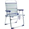 Mediawave Store Sedia Sdraio da Mare Textilene Alluminio Spiaggina Relax Prendisole Richiudibile Bianca a Righe