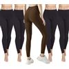 Mediawave Store Set 5 Leggings Donna ELY 4 Neri 1 Marrone Tessuto Elasticizzato Pantalone Estivo L/XL