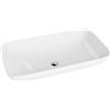 LAVITA Toro Lavabo da appoggio rettangolare senza troppopieno e foro per rubinetto, in porcellana di alta qualità, 70,5 x 39 x 13,5 cm, bianco lucido