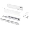 Emuca - Kit cassetto per cucina o bagno, altezza 93 mm, profondità 450mm, 30 Kg, chiusura soft, pannelli no inclusi, Acciaio, Bianco
