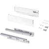 Emuca - Kit cassetto per cucina o bagno, altezza 93 mm, profondità 400mm, 30 Kg, chiusura soft, pannelli no inclusi, Acciaio, Bianco