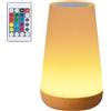 Romon Lampada da Comodino, Luce Notturna Bambini, Lampada LED Colorata con 13 Colori, Luminosità Regolabile, 3 Modi d'Illuminazione, Touch e Telecomando, Ricaricabile Lampada Senza Fili per Neonato