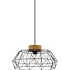 EGLO Padstow Lampadario vintage, stile industriale, retrò, lampada a sospensione in acciaio e legno in nero, naturale, per il tavolo della sala da pranzo, attacco E27, certificazione FSC