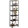 Relaxdays Scaffale Libreria in Stile Industrial, 6 Ripiani, Mobile da Salotto o Cucina, HLP: 180x50x35 cm, Nero Marrone, Fibra di Legno, Ferro