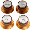 Musiclily Pro Dimensioni Pollici Manopole Reflector 2 Tono 2 Volume Top Hat Knobs Set per Chitarra Elettrica USA Les Paul Tipo SG, Ambra con Argento Top