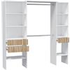 Fores Armadio Guardaroba Aperto 190x40x187 Ethna Bianco E Rovere Listato