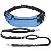 Pecute Guinzaglio Mani Libere per Cani,Guinzaglio per Cani, Camminata, Allenamento, Escursionismo, Cintura in Vita Regolabile e Custodia per l'acqua, per Corsa, Jogging,Blu