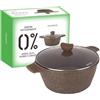 KASANOVA Casseruola antiaderente 0 Grassi, tegame per induzione, con coperchio, rivestimento antiaderente, tegame acciaio inox in forno fino a 250 °C (28 cm)