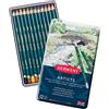 Derwent Artists Set di 12 Matite Colorate per Disegnare e Colorare, Ideali per Sfumature e Stratificazioni, Astuccio in Metallo Incluso, Qualità Professionale