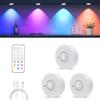 MERTTURM Luce LED Sottopensile Con Telecomando, Luce Notturna 1200mAh Ricaricabile Colorata che Cambia Lampada Armadio, Lampada Spot a LED a Senza Filo Magnetico per Armadio Vetrina, 3pz
