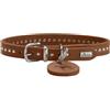 HUNTER Collare per cani Aalborg Style, colore cognac, in pelle bovina fortemente unta, resistente, confortevole, elegante borchie Made in Germany, misura 27