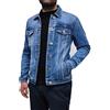 VEQUÈ Giubbotto Uomo Di Jeans Giacca Denim Giubbino Slim Cotone Leggero Estivo Casual Bottoni Tasche Frontali (IT, Testo, 3XL, Regular, Regular, Blu Chiaro)