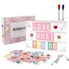 BONNYCO Light Box Rosa con 400 Lettere ed Emoji, 2 Pennarelli - BONNYCO | Lavagna Luminosa con Lettere, Idee Regalo Bambina, Ragazza e Donna per Compleanno Natale | Scatola Scritte Luminose Decorazioni Camera