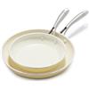 GreenLife Artizan Set di Padelle in Ceramica Antiaderente Sana da 20 cm e 26 cm, Senza PFAS, Manico in Acciaio Inox, Adatta all'Induzione, Lavabile in Lavastoviglie, Sicuro al Forno, Giallo