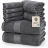 Utopia Towels - Set di Asciugamani 8 Pezzi - 700GSM (Grigio); 2 Asciugamani da Bagno, 2 Asciugamani e 4 Salviette - Cotone - qualità da Hotel, Super Morbida ed Altamente Assorbente