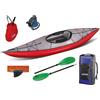 Gumotex Canoa Gonfiabile Swing 1 Rosso Set con Pinna 043909-R (5C/11C) + Pagaia Touring-2 div. in 2 parti + Pompa GUMOTEX