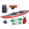 Gumotex Canoa Gonfiabile Swing 2 Rosso Set con Pinna 043912-R (5C/11C) + 2 Pagaie Touring-2 div. in 2 parti + Pompa GUMOTEX