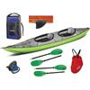 Gumotex Canoa Gonfiabile Swing 2 Verde Set con Pinna 043912-G (1C/11C) + 2 Pagaie Touring-2 div. in 2 parti + Pompa GUMOTEX