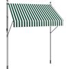 Outsunny Tenda da Sole 2x1.2 m con Supporti Regolabili e Manovella, in Alluminio, Metallo e Poliestere, Verde e Bianco