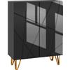 HOMCOM Scarpiera Ingresso a 2 Ante con 5 Ripiani per 15-20 Paia di Scarpe e Chiusura Ammortizzata, 72x31.5x95cm, in Legno e Acciaio, Nero|Aosom