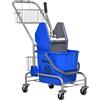 HOMCOM Carrello delle Pulizie Professionale con Secchio da 26L per Mocio, Strizzatore e Cestini a Rete, Blu