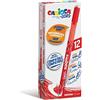 CARIOCA Oops Penne Rosse| Set Penne Cancellabili Ricaricabili per Scuola e Ufficio con Cappuccio, Doppia Gomma e Impugnatura Ergonomica, Penne Rosse, 12 Pezzi