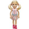 Barbie Bambola Chelsea, piccola bambola con trecce bionde e occhi azzurri in abito a righe rimovibile e stivali rosa