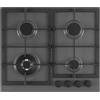 SCHOCK | Piano Cottura 4 Fuochi Gas Professional PC60 con Manopole Nere Opache Soft Touch, Griglie in Ghisa, Valvole di Sicurezza, Asphalt, 585x500 mm