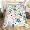 Homemissing Set di biancheria da letto con motivo floreale rosa, per bambini, ragazzi e ragazze, con foglie e fiori botanici, copripiumino primaverile, resistente, per letto matrimoniale