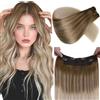 LaaVoo Extension Capelli Veri Filo Invisibile, Balayage Marrone Chiaro e Biondo Platino, 40cm 80g, Capelli Remy Lisci, Volume Istantaneo, per Feste e Cerimonie, Colore 8-60-18