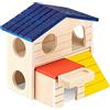 Navaris Casa Criceto Legno - Gabbia Criceti Grande 16x15,5x15cm - Casetta Roditori 2X Piani - Mangiatoia Topi - Lettiera Topo Tana Hamster Play-House