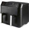MAXXMEE Friggitrice ad aria calda doppio cestello, 7,6 litri, doppia friggitrice ad aria calda digitale con due camere, 2 x 3,8 litri, cottura simultanea di 2 diversi pasti | 6 programmi [2400 Watt]