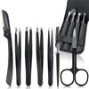 Romon 7 Set Pinzetta Sopracciglia Professionale, Romon Portatile Acciaio Inossidabile Pinzetta Sopracciglia, Pinzette di Precisione con Rivestimento Antiscivolo per Ciglia, Peli Incarniti, Peli della Barba