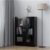 Keyroto Vetrina Soggiorno Vetrina espositiva Libreria Vetrina Espositiva Alta Armadietto con Vetrina Armadietto Laterale Credenza Cucina Legno-Nero-82.5 x 30.5 x 115 cm