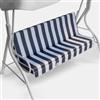 DEGHI Cuscino per dondolo 130x45 cm in poliestere a righe bianco e blu