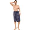 PIDUDU Asciugamano da bagno da uomo, regolabile, con tasca, in microfibra, chiusura rapida, per bagno, doccia, spa, palestra (poliestere, grigio)