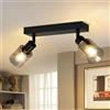Kowanie Faretto da soffitto 2 fiamme vintage : E14 plafoniera Plafoniera industriale in metallo e vetro, ruotabile di 350° Faretto da soffitto Faretto da parete per corridoio - senza lampadina